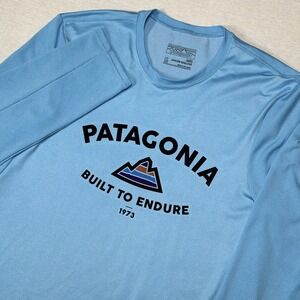 Patagonia Daily Capilene Base Layer Shirt Mens XS Blue Long Sleeve Graphic